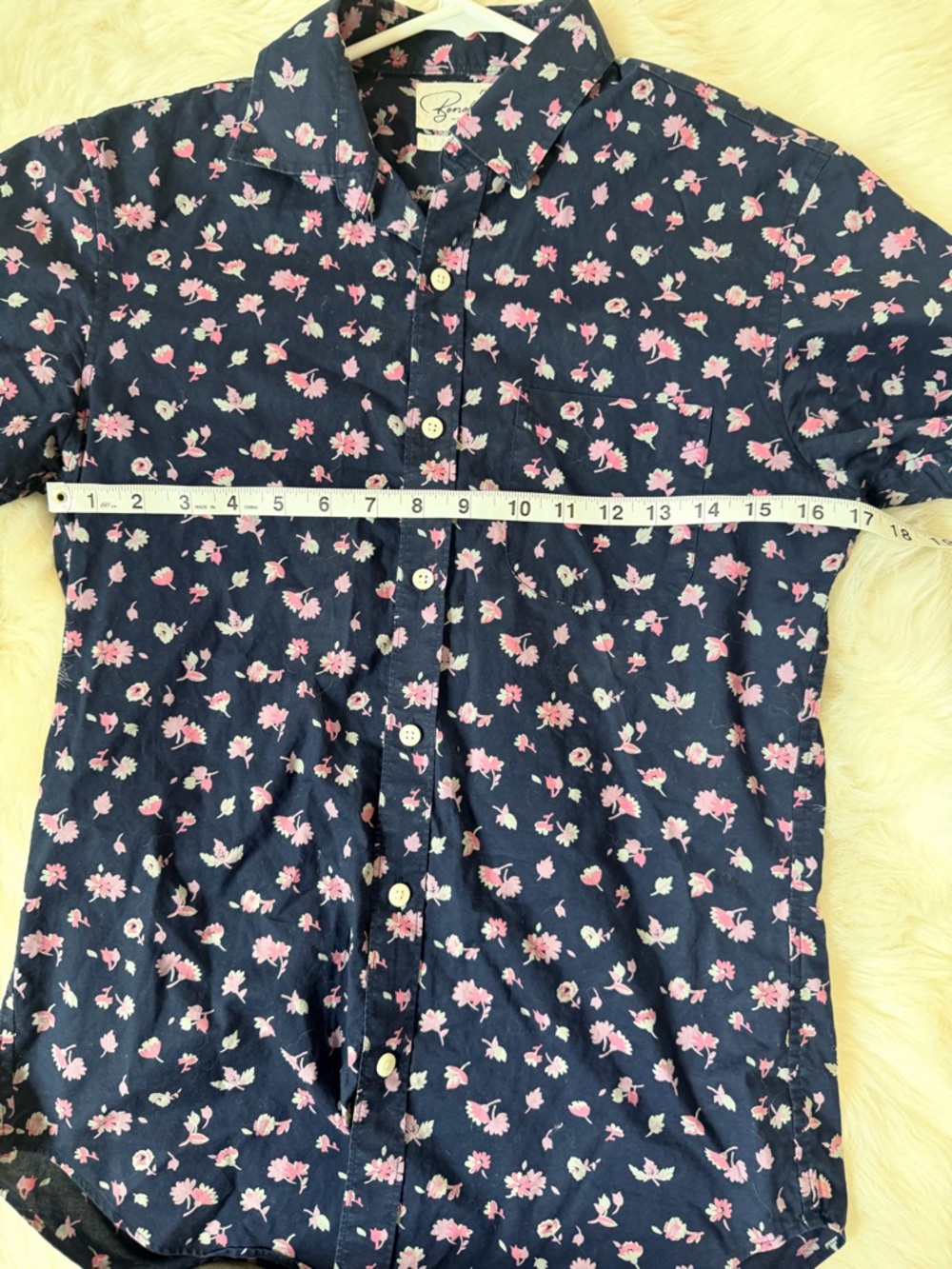 Bonobos Riviera Tailored Fit Floral Short Sleeve Shirt Navy Pink Small Short - Picture 7 of 9
